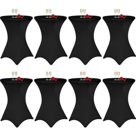 Stehtischhusse Stretch Tischdecke Fußtaschen Schwarz Ø80cm 8er Set (1/5)