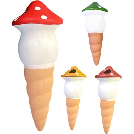 Dispositivos de riego de terracota, estacas de riego para setas - 4 sistemas de riego por goteo automáticos, goteros para riego de setas, dispositivo de inserción para macetas (1/4)