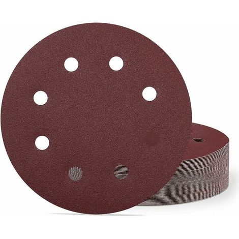 Lot de 40 disques abrasifs 180 mm grain 240 - disques de 180 mm - 8 trous - Papier abrasif pour ponceuse murale (1/5)