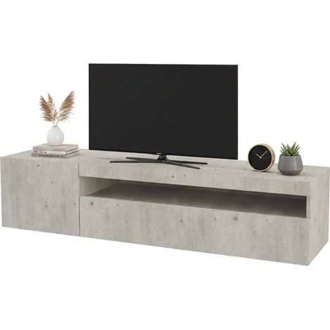 Dmora Soporte para TV para sala de estar, Made in Italy, Soporte para TV de 2 puertas, Soporte para TV para sala de estar, 150x40h37 cm, Color cemento, con embalaje reforzado