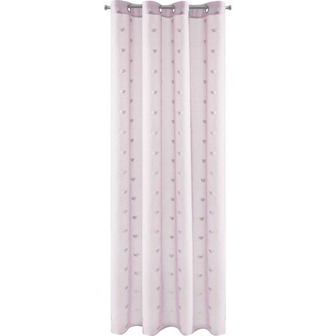 Tenda Benay 140x250 rosa con cuori argentati (1/5)
