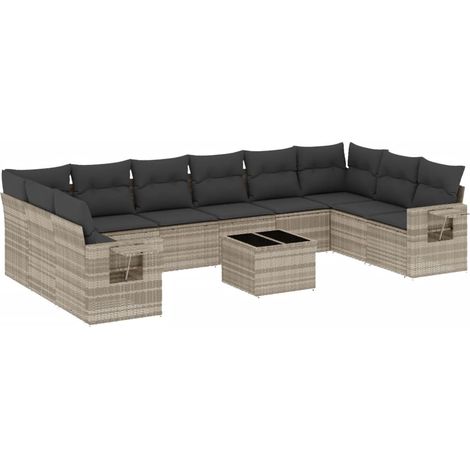Maison Exclusive - Set Divani da Giardino 11 pz con Cuscini in Polyrattan Grigio (1/3)