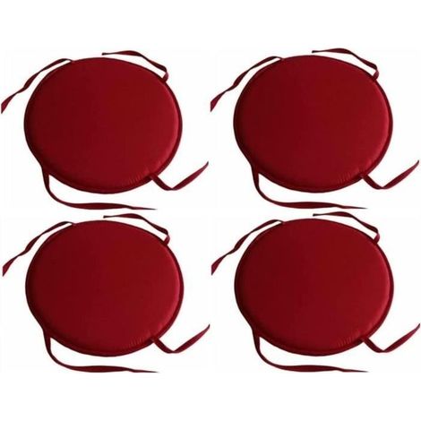 Coussins de Chaise extérieure intérieure Ensemble de 4, Coussin de siège Coussins de Chaise Ronde avec Cravates (1/4)