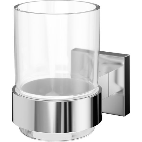 Vector Polished Chrome and Glass Wall Mounted Bathroom Tumbler (1/5)