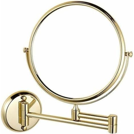 SABIR-Miroir de maquillage mural pivotant de 20 cm (8 pouces), double face, extensible et pliable, grossissement x5, doré. (1/5)