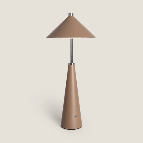 Lámpara de Mesa LED Portátil Cuero y Metal con Batería USB Recargable Tyu Tule Marrón (1/5)