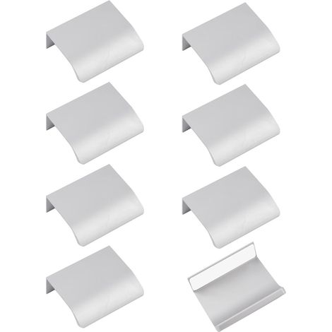 Set mit 8 Fingerkantengriffen, moderne, selbstklebende Schubladengriffe aus Aluminiumlegierung für Schränke, 80 mm/Silber (1/5)