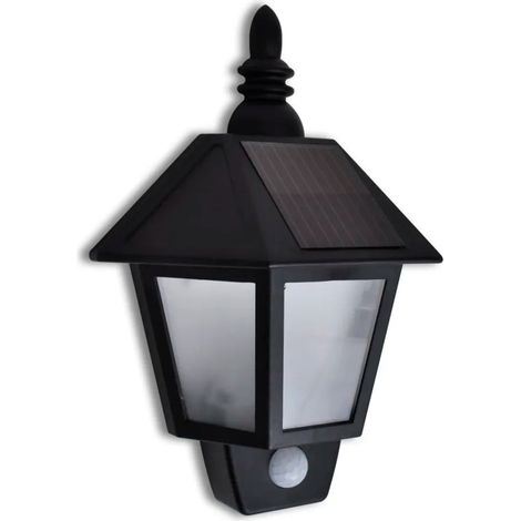 Applique murale solaire extérieure avec capteur de mouvement 20 x 9,5 x 27,5 cm design moderne jardin en abs noir (1/4)