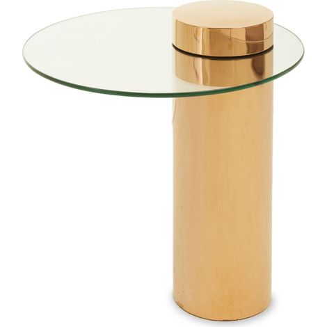Interiors by Premier Clear Glass Rose Gold Base Side Table, Stylish and Modern Round Accent Table for Living Room and Hallway (1/4)