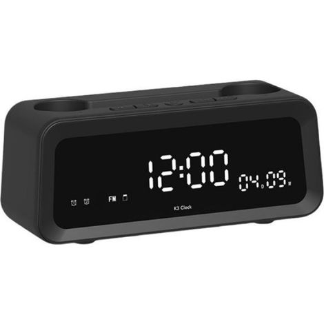 Réveil-Enceinte Bluetooth - Affichage LED - Alarme Multiple - Portable - ABS - 10 m Portée Vocales - 1 Pièce (1/4)