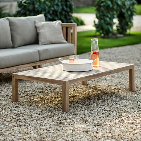 Garden Trading Porthallow Wooden Rectangular Coffee Table Natural Indoor Outdoor