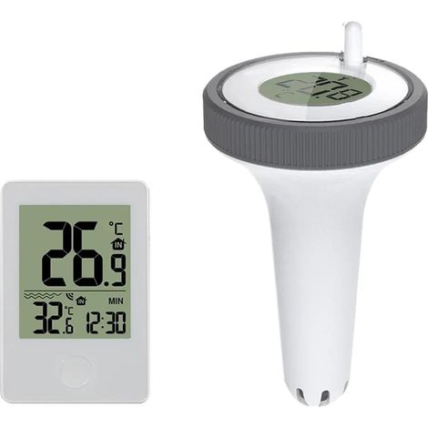 Thermomètre à Eau Thermomètre De Piscine Numérique Flottant Sans Fil Avec Horloge De Surveillance De La Température Intérieure For Et Aquarium (1/5)