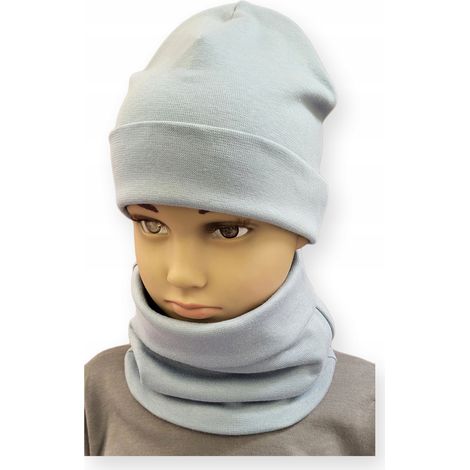 Ensemble bonnet + écharpe enfant taille 52-56 double gris