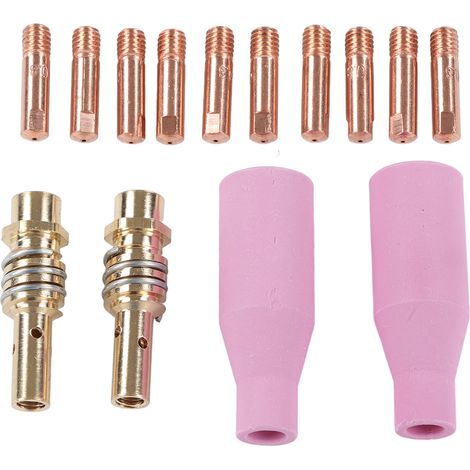 MIG welding gun accessory kit, plasma torch, ceramic shield cup, connecting rod, contact tip for 15AK, 14 pieces (1/5)