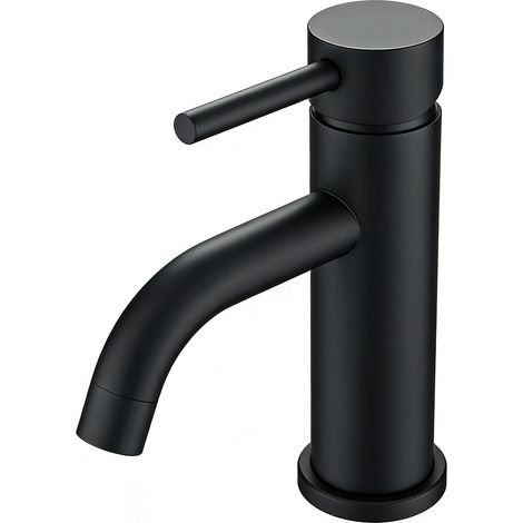 AICA Edelstahl Mischbatterie Waschbeckenmischer Niedriger Waschtischarmatur Wasserhahn Bad Schwarz Matt