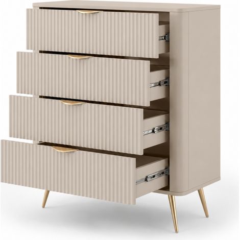 Comò Cassettiera Con 4 Cassetti Mobile Moderno E Capiente Per Camera Da Letto Cameretta Corridoio Soggiorno E Zona Living 88.2 X 38 X 101.2 Cm Beige (1/5)