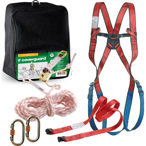 Coverguard – Kit antichute toiture 10m – Harnais ajustable – Acier inoxydable – Capacité 150 kg – Norme EPI pour sécurité optimale