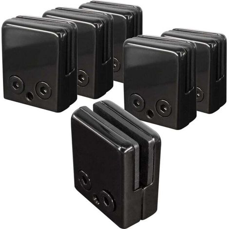 6pcs Pinces En Verre Noir 8-10mm,Acier Inoxydable 304 Clips En Verre RéGlables Support En Verre à Dos Plat Pour Balustrade Escalier Main Courante, Pinces à Verre Clip Grip Holder
