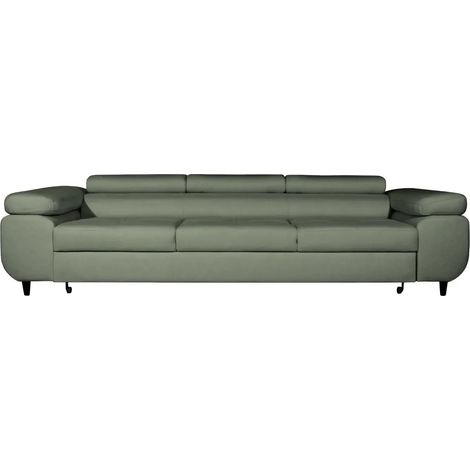 CHARLIE - Canapé droit convertible tissu chiné 3 places - Vert