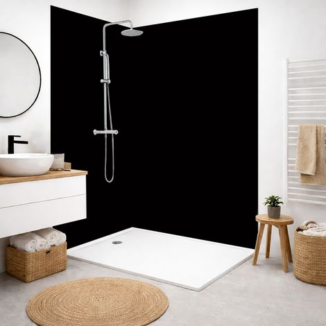 Lot de 2 panneaux de douche en aluminium (90x220 & 120x220 cm) + profilés noir - Ultim Noir