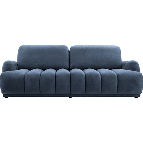 MARIA - Canapé droit convertible lisse 3 places Bleu (1/5)