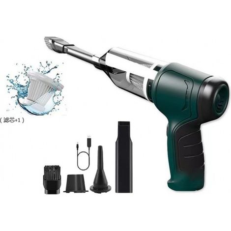 Aspirateur sans fil pour voiture, aspirateur pour sols durs avec aspiration cyclonique de 9000 Pa, souffleur d'air et aspirateur portable 3 en 1 pour la maison, la voiture et le canapé. (1/5)
