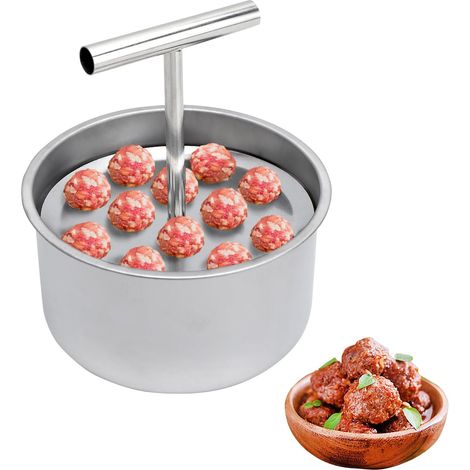 Moule à boulettes de viande en acier inoxydable, 12 trous, presse à boulettes de viande avec revêtement antiadhésif, manuel, pour boulettes de viande et boulettes de crevettes, (1/5)