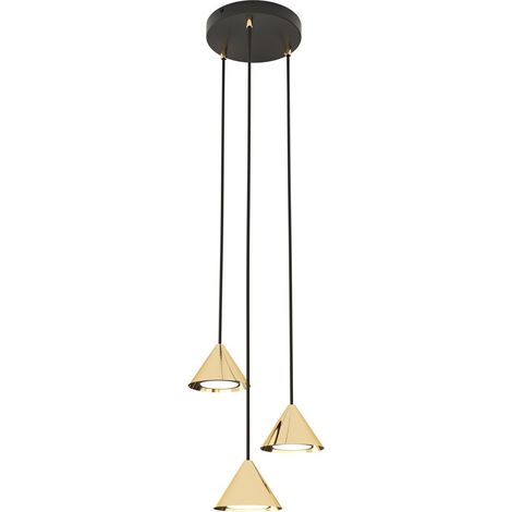 Lampada a sospensione ELIT in acciaio oro e dettagli nero