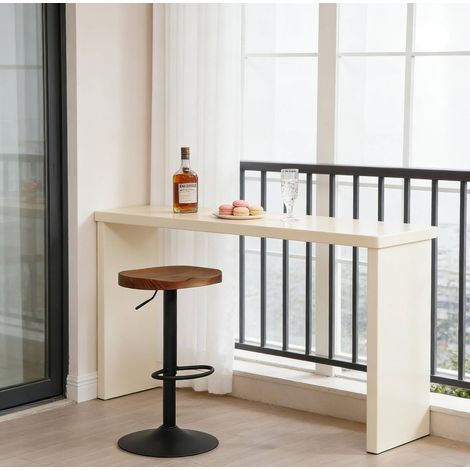 Taburete de bar giratorio y regulable en altura, madera y metal, marrón HAVRYA (1/4)
