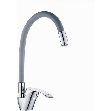 Cleafe - Rubinetto Cucina Canna Alta Silicone Miscelatore Lavello Orientabile 69369 Grigio - (1/5)