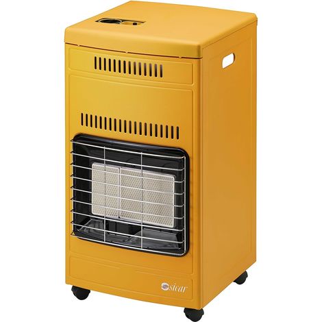 Stufa gas gpl ad infrarossi Sicar euro90 telaio lamiera 150 mq 4,2kw gialla