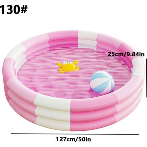 ALLIANDISCircular Kiddie Pool Shallow Raised Circular Pool Kids Product Easy to Inflate Long-Lasting Vinyl for Children pink (1/5)