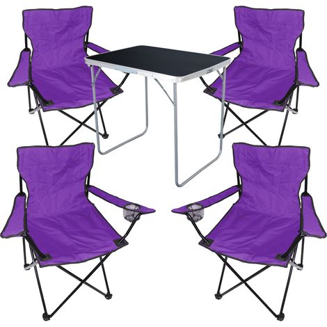 5-tlg Campingsessel Lila + Campingtisch-MMC330871B+4xMPO2467 (1/5)