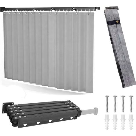 Tringle à Rideau De Douche Pliable,Barre De Douche en L Rétractable,Pliable Tringle à Rideau Barre,1,8× 2 m Rideau de Douche Pliable Anti Moisissure Imperméable,Forme U/L/Droite, pour Salles de Bain (1/5)