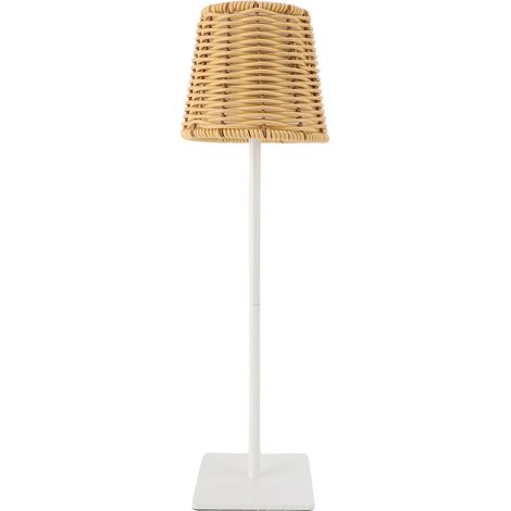 Lampe de table LED en rotin tissé, 120 lm, 3 couleurs, commande tactile, veilleuse de chevet rechargeable pour salon, chambre à coucher, bar, blanc (1/5)
