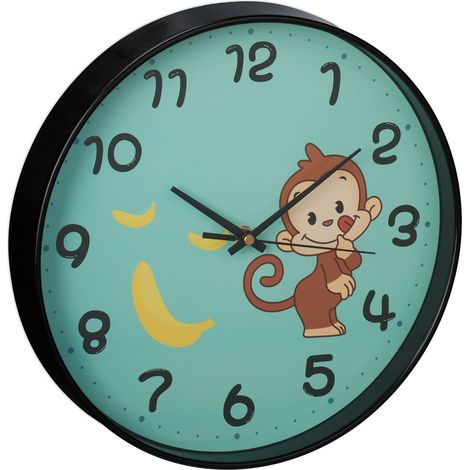 Orologio da parete per bambini con design animalier stile moderno camera da letto 30 x 30 cm a lettura facile in plastica multicolore 130013267