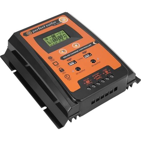 Régulateur de charge solaire MPPT 50A 12V/24V avec affichage LCD