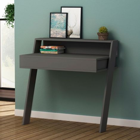 Scrivania da parete Cowork antracite con cassetto 94 cm. (1/5)