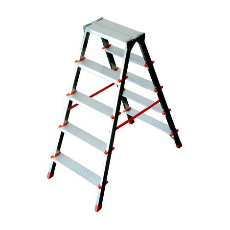 E'chelle d'e'chelle en aluminium a' double e'chelle Facal E'chelle en aluminium a' 5 e'tapes, tabouret domestique made in italy