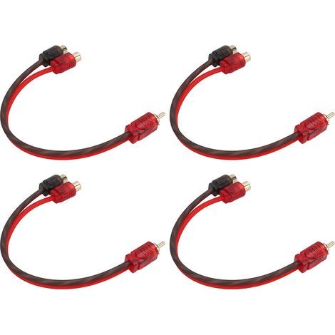 Set mit 4 RCA-Kabeln (1 Stecker auf 2 Buchsen) für Autoradiosysteme, Y-Verteiler für Autolautsprecher (1/5)