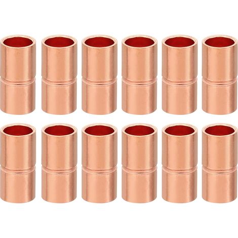 8pcs Manchons à Souder en Cuivre, 6.35mm Raccords de Couplage Tuyau, Raccord Tuyauterie Droit pour Raccordements Plomberie HVAC Climatisation Chauffage Réseaux, Épaisseur 0.8mm - 5/16 pouce (1/5)