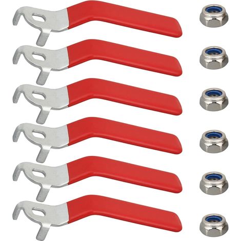Lot de 6 poignées de levier poignée quart de tour avec trou 8 x 6 mm écrous M8 robinet extérieur bavoir de tuyau de réparation (1/5)