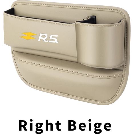 Boîte de rangement pour l'espace entre le siège et le siège (beige droit) pour Renault RS Line, Clio, Megane, Logan, Scenic, Koleos, Sandero et Arkana. Accessoires intérieurs en cuir. (1/5)