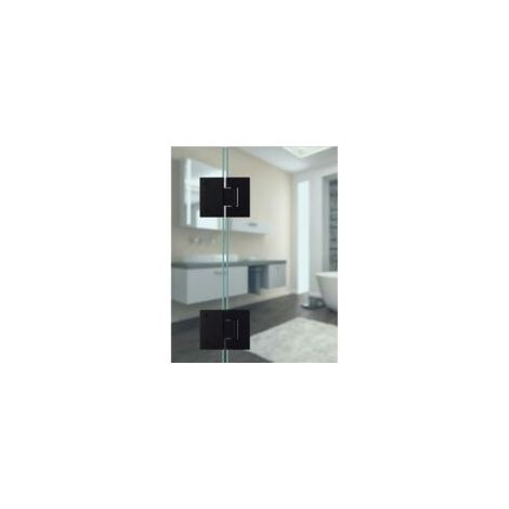 Cerniera per porta in vetro a 180 gradi, supporti per vetro, apertura e chiusura a 180 gradi, cerniera per porta in acciaio inox, adatta per cerniere per vetro pieghevoli da 6-12 mm (2 pezzi, nero - C