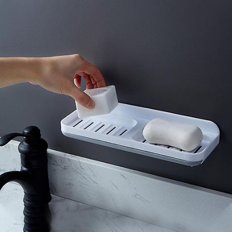 Porte-savon mural double compartiment blanc (1/5)