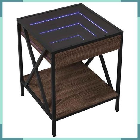 847696 Table basse avec LED Infinity chêne marron 40x40x49 cm (1/5)