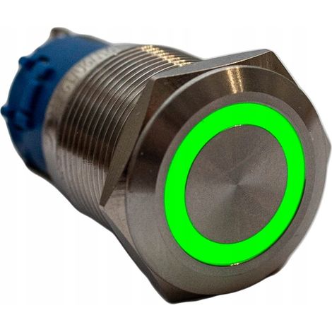 Pulsador biestable antivandálico 250V 5A 19x38MM verde (1/4)