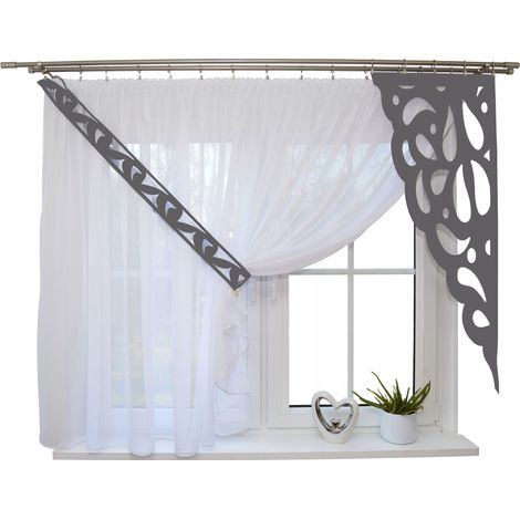 Tenda moderna per soggiorno/camera da letto, design traforato, 3 pannelli grigi, 300x150