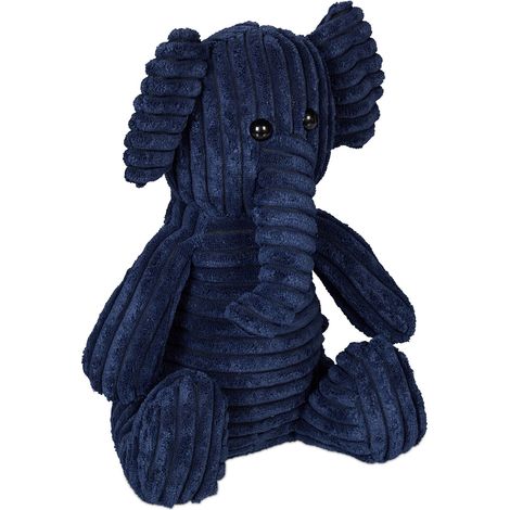 Relaxdays Türstopper Elefant, Stoff mit Sandfüllung, Türpuffer Boden, Deko Türsack Kinder, HxBxT: 27 x 19 x 21 cm, blau