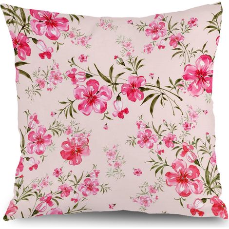 Taie d'oreiller plantes naturelles, décoration maison intérieure,50×50cm (1/5)